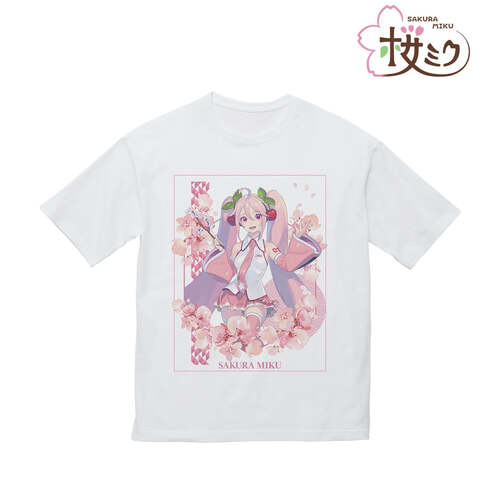Sakura Miku Original Illustration Sakura Miku Art by kuro Big Silhouette T-shirt (Unisex M Size)
