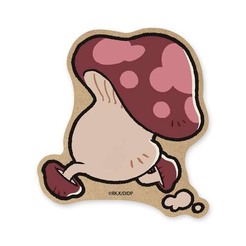 Walking Mushroom Chibi Chara Wood Coaster