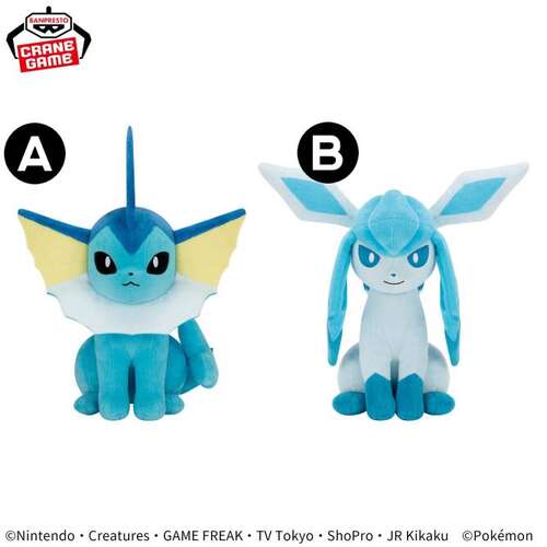 -PRE ORDER- Pokemon Mofugutto Plush Eevee Friends Vaporeon, Glaceon