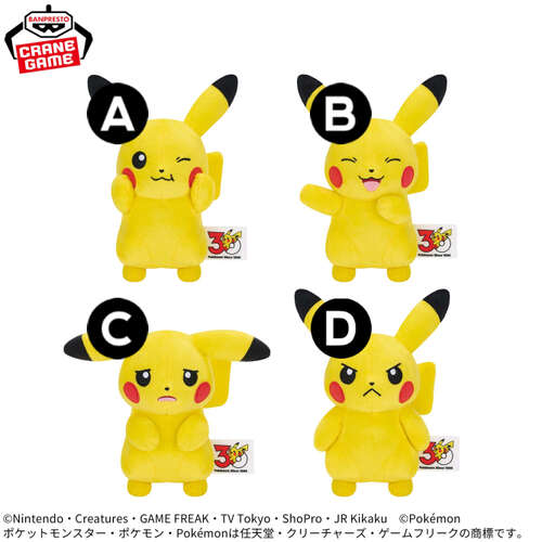 -PRE ORDER- Pokemon Various Expressions Plush Pikachu 30th Anniversary