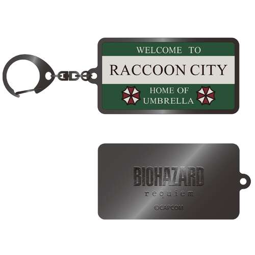 -PRE ORDER- Resident Evil Requiem Metal Keychain Raccoon City Welcome Sign
