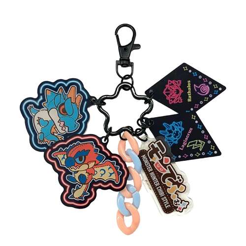 -PRE ORDER- Chibi Style Multi Charm Acrylic Keychain Rathalos & Lagiacrus