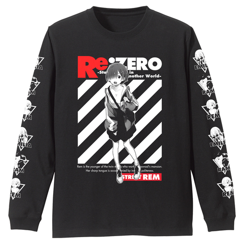 Rem Ribbed Long Sleeve T-shirt Street Fashion Ver. Black