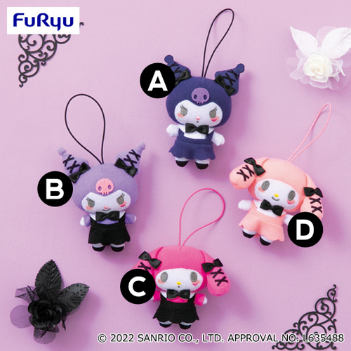 My Melody & Kuromi Black Ribbon Fashion Mascot Plush