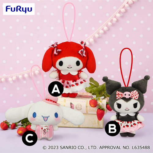Sanrio Characters Strawberry Lolita Mascot Plush- My Melody & Kuromi & Cinnamoroll