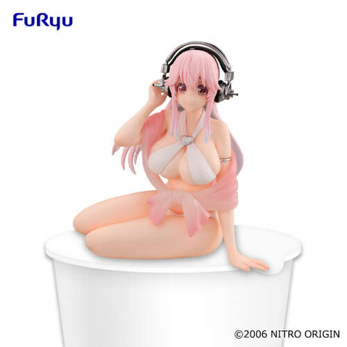 Super Sonico Noodle Stopper Figure White Bikini ver.