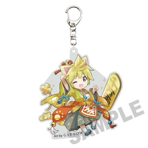 Hatsune Miku x Lucky Cat Die-cut Acrylic Keychain Kagamine Len Art by Rassu