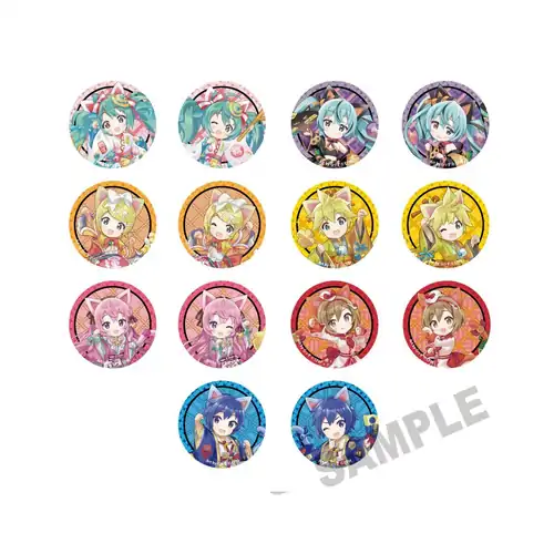 Hatsune Miku x Lucky Cat Tradable Tin Badge Piapro Characters Art by Rassu [BLIND BOX]