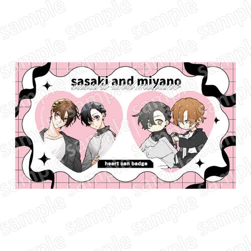 Heart-shaped Tin Badge Set Sasaki and Miyano BLACK & PINK ver.