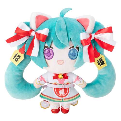 -PRE ORDER- Hatsune Miku x Maneki-neko Hatsune Miku White Cat Plush Standard Art by Rassu