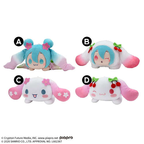 -PRE ORDER- Hatsune Miku x Cinnamoroll Nesoberi Plush Sakura Ver.
