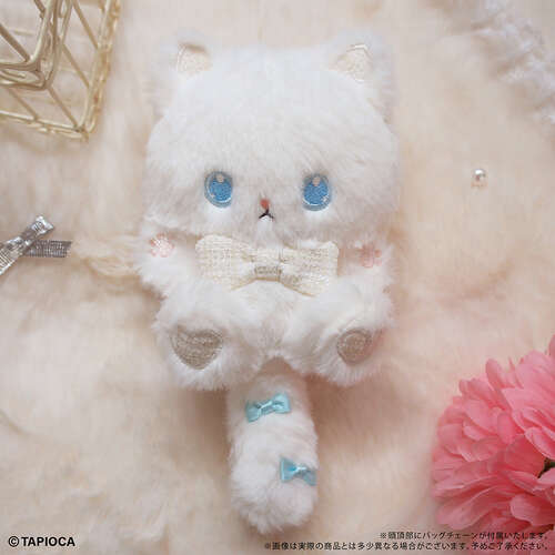 -PRE ORDER- Tapioca Original Tapi-nyanko Plush Tweed Ribbon Ver. White